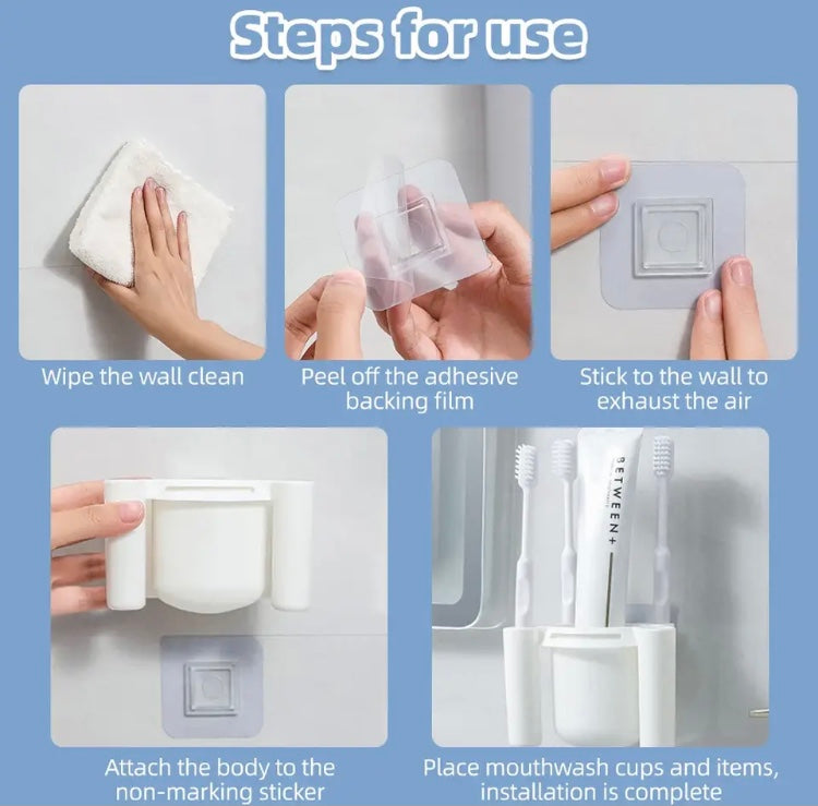 Drill-Free Toothbrush Organizer, Toothbrush Storage Shelf Bathroom, Plastic Durable Material Toothbrush Holder Drill-Free Toothbrush Organizer, Toothbrush Storage Shelf Bathroom, Plastic Durable Material Toothbrush Holder